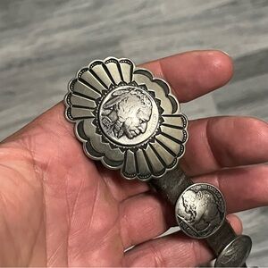 Indian Head Nickel Concho Leather Belt Los Plateros Silver Purchased @ RRL Store